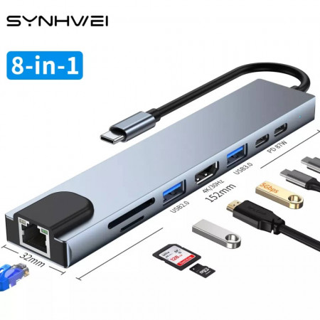 Adaptateur 8-en-1 HyperDrive Slim USB-C Gris sidéral site